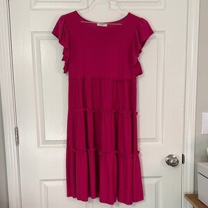 Zenana Outfitters Magenta Tiered Maxi Dress